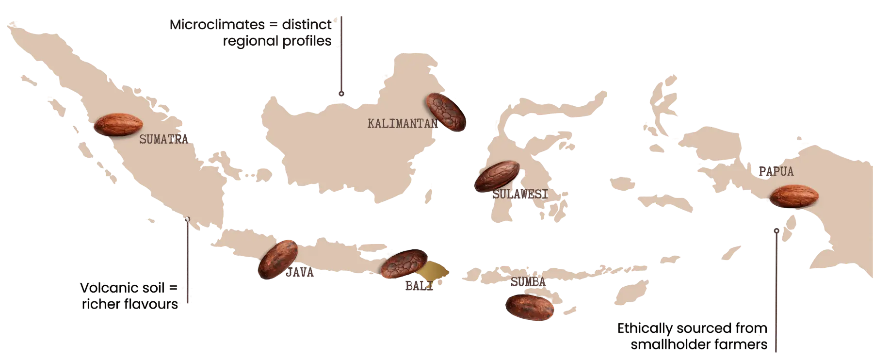 Map of Indonesia Cacao Origins