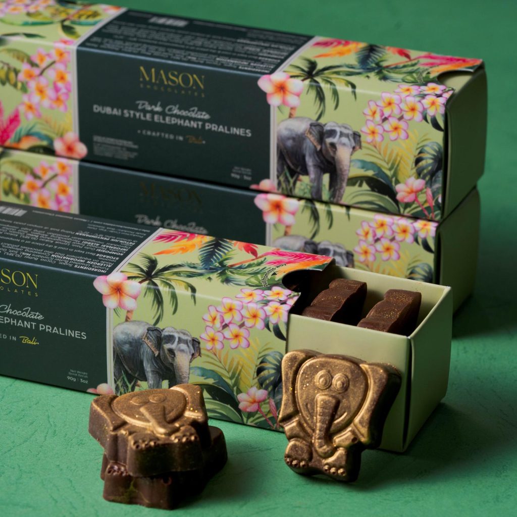 Dark Chocolate Pistachio Elephant Pralines in Box